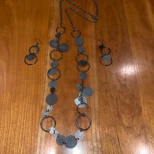 Metallic Necklace & Earrings Set